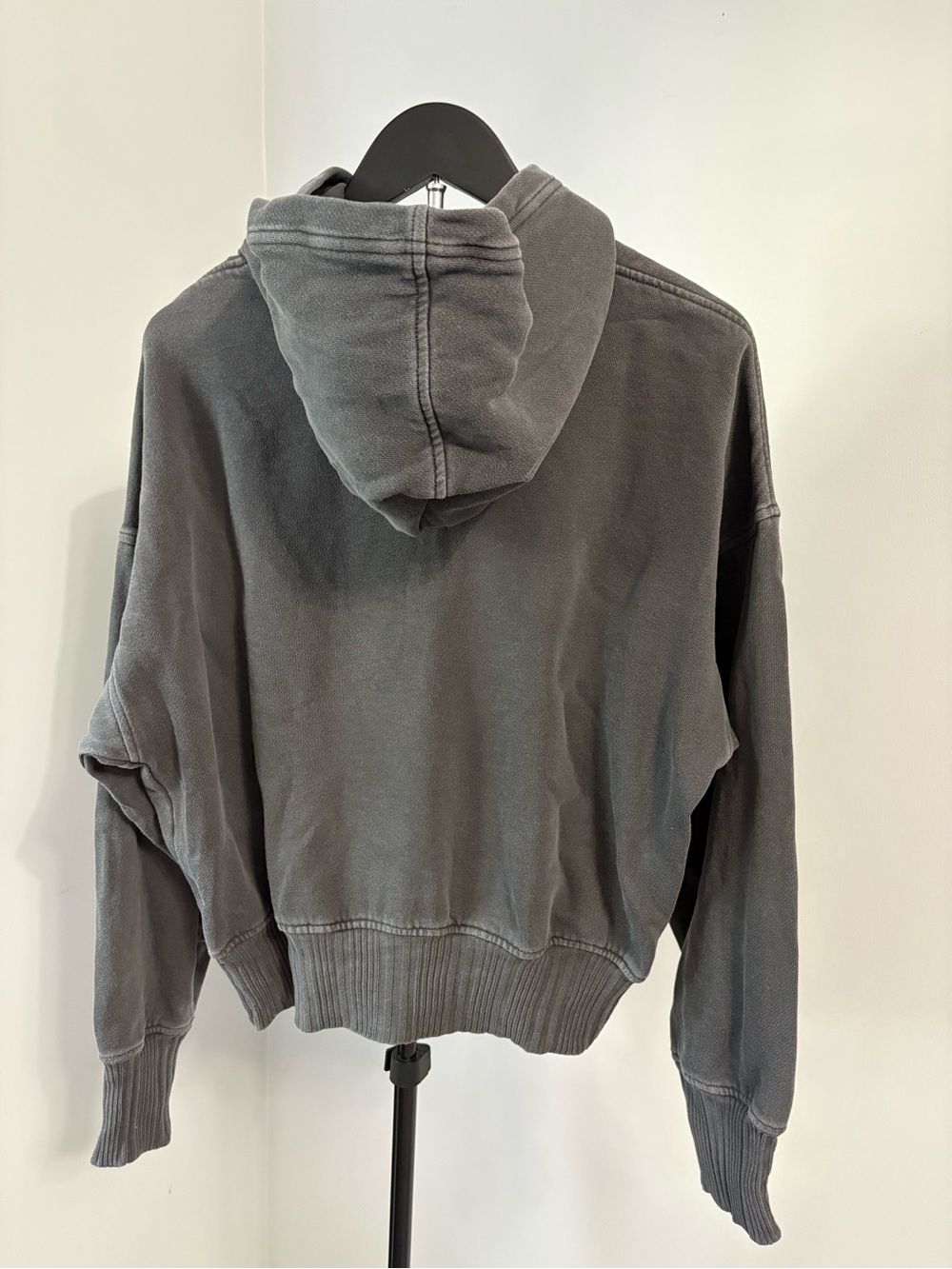 Aerie Gray Oversized Boxy Cropped Hoodie Cozy Fleece Cotton Blend S - Picture 3 of 9
